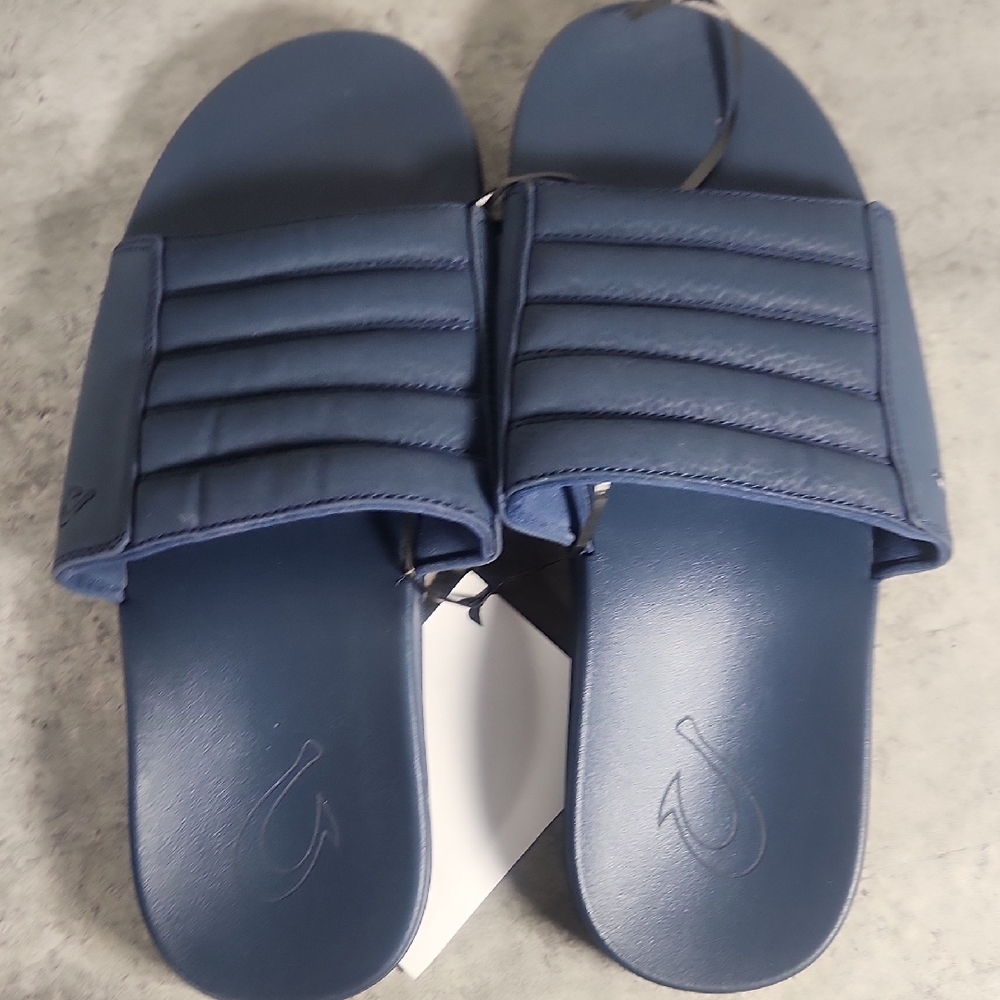 Blue Quilted Slide Sandals